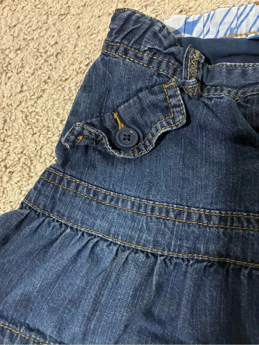 The Children's Place Dark Blue Denim Ruffle Skirt